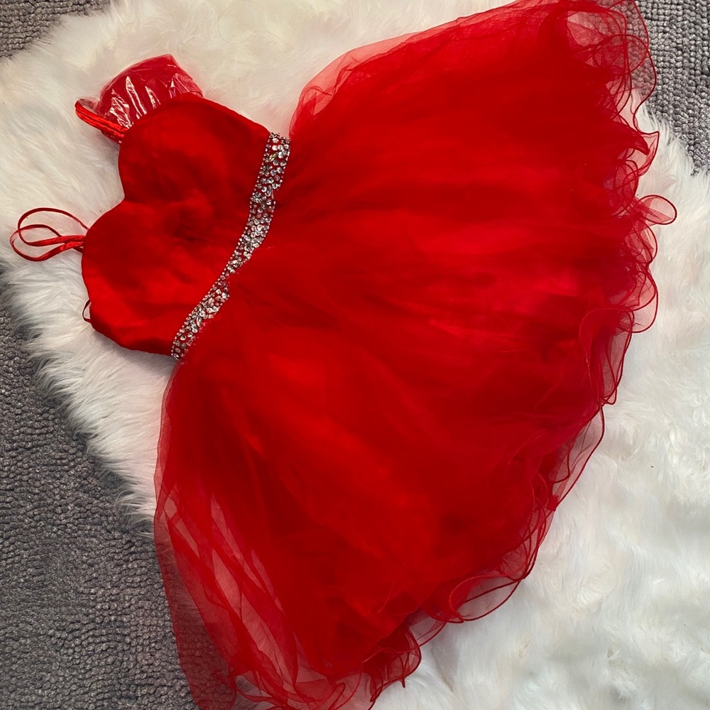 Red Embellished Tulle Dress w/headband